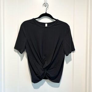 Lululemon Black Twist Front Short Sleeve Top Size 6 Athleisure Yoga Casual Tee